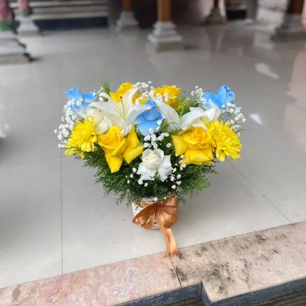 basket fresh flowers lily mix
